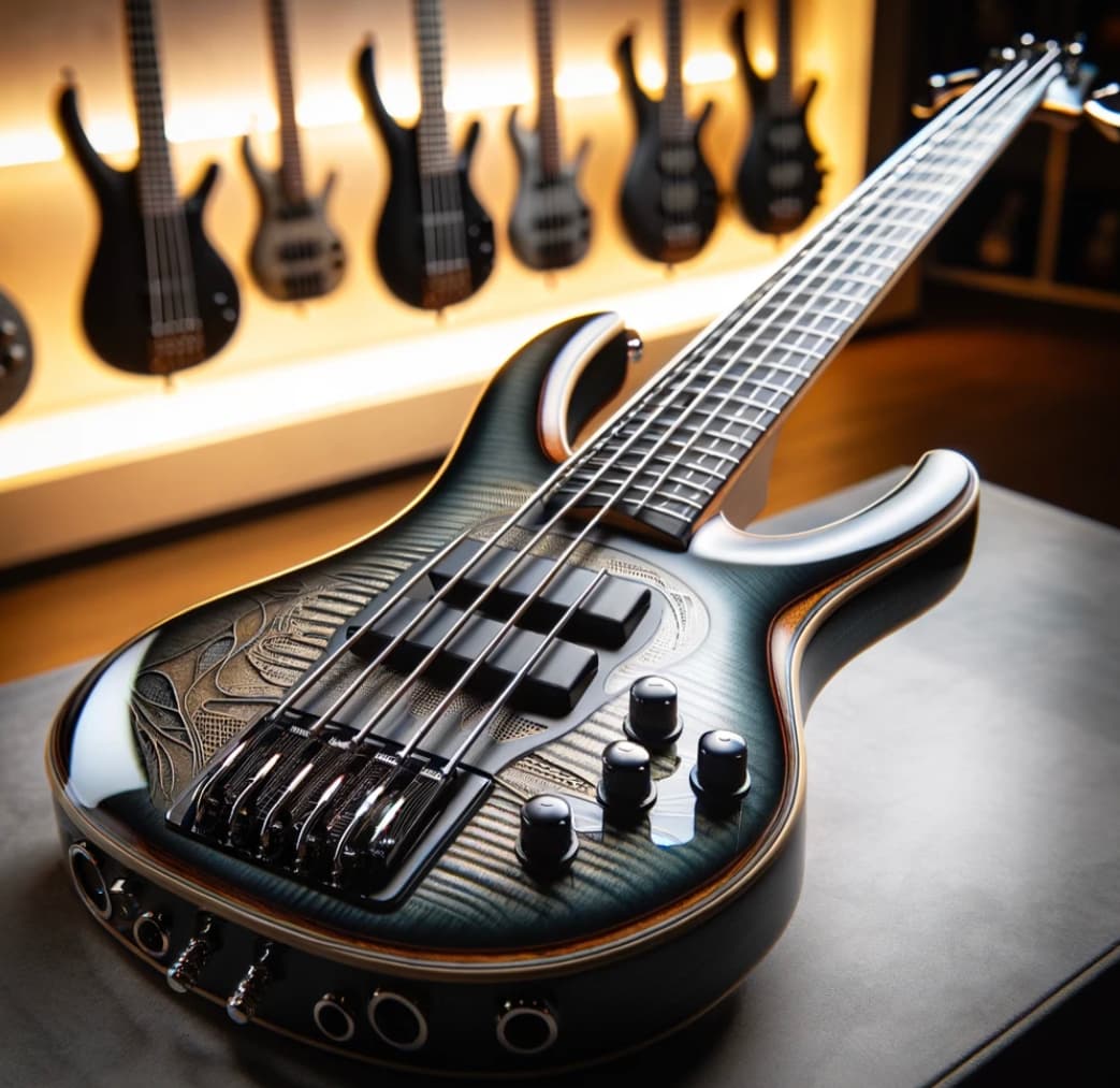 Ibanez GSRM 4-String Bass Guitar, featuring a contoured body with glossy finish in a well-lit environment