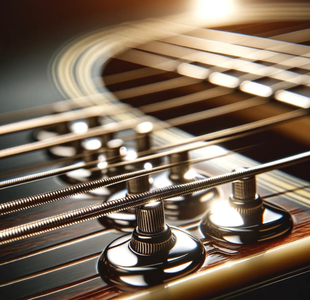 clean, shiny guitar strings on a well-conditioned fingerboard