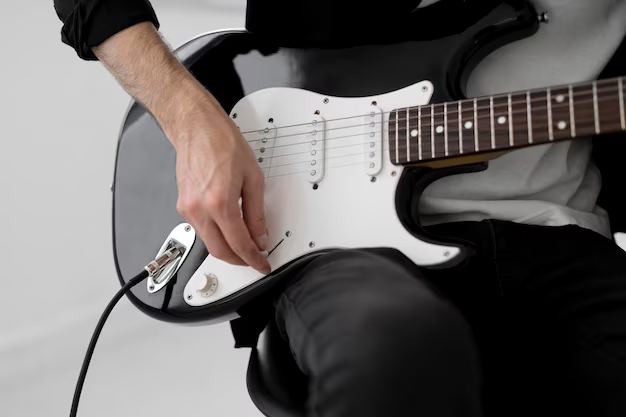 Musician playing electric guitar